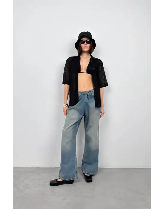 Polo Yaka Fileli Bluz