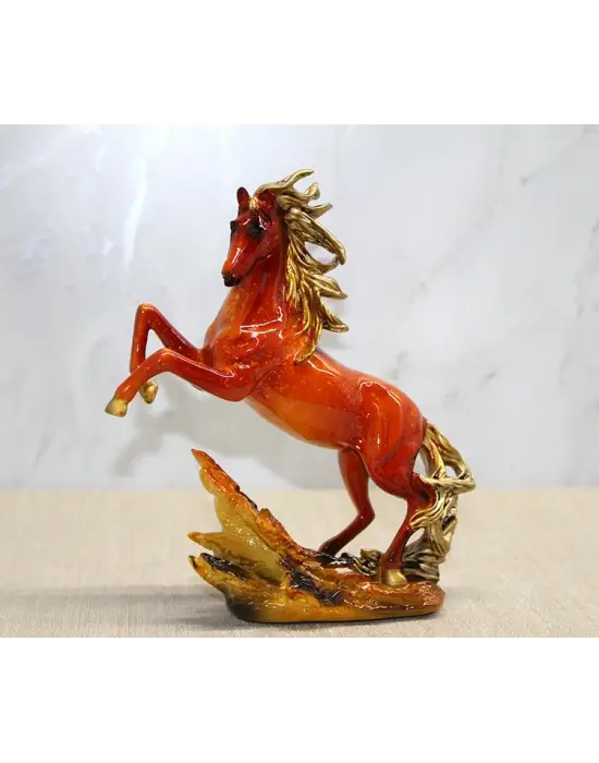 Polyester Gold Detaylı Şahlanmış At Figürü