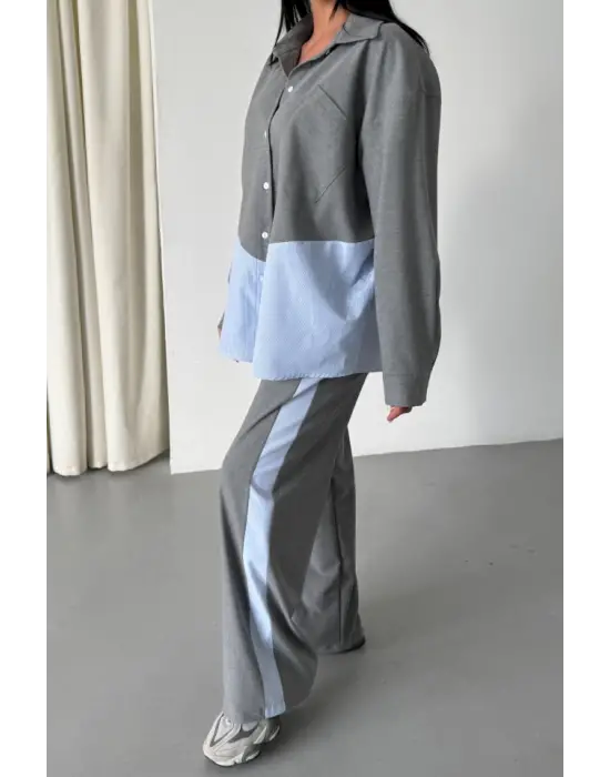 Omarı Elegan Gri Gömlek Pantolon Takımı