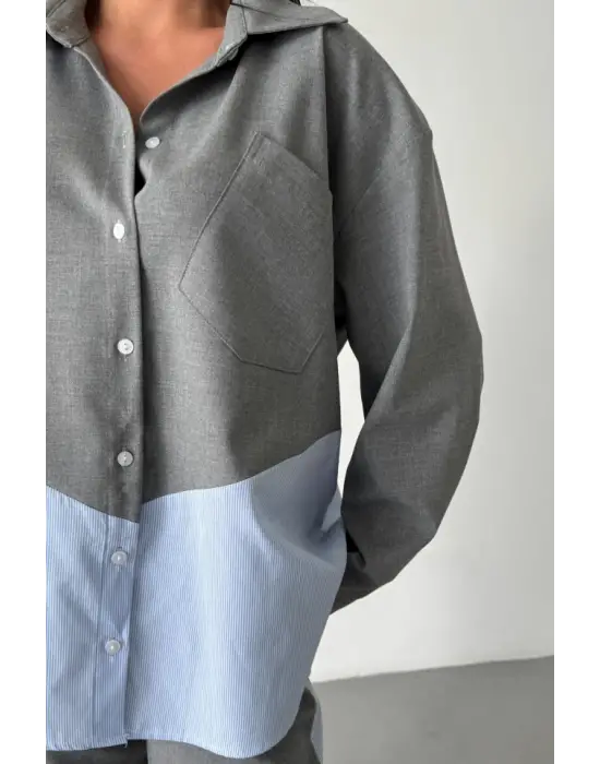 Omarı Elegan Gri Gömlek Pantolon Takımı