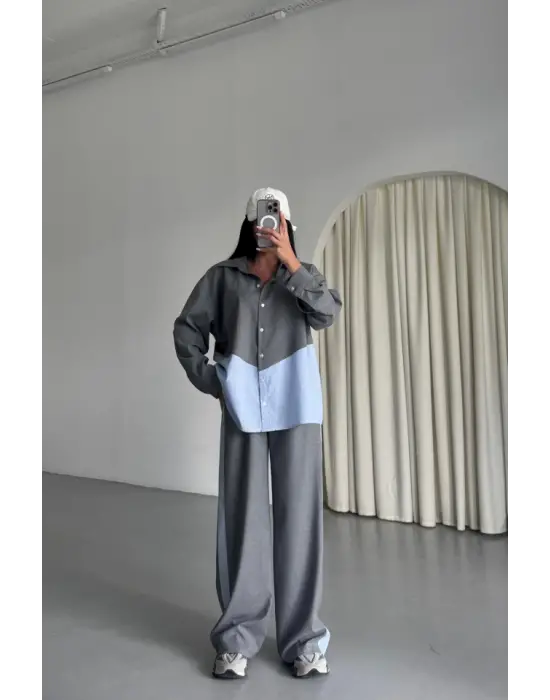 Omarı Elegan Gri Gömlek Pantolon Takımı