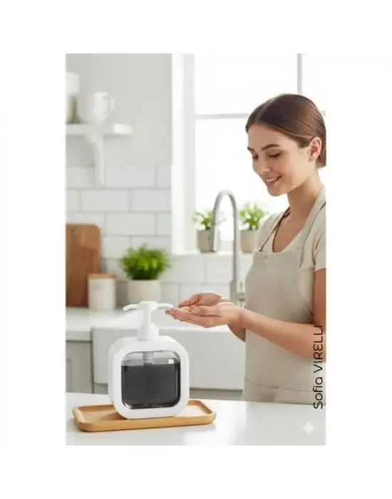 Pompalı Dispenser Sabunluk – Şeffaf Gövde, Modern Tasarım | Sıvı Sabun, Şampuan, Losyon İçin