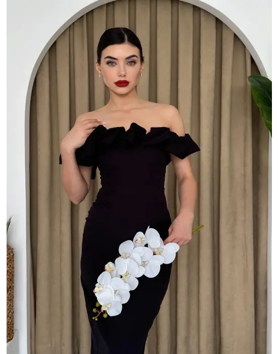 Popi Madonna Yaka Kalem Elbise