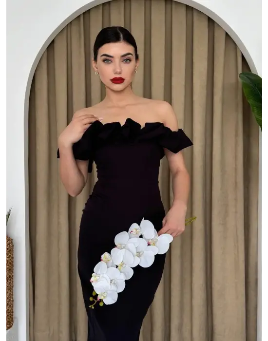 Popi Madonna Yaka Kalem Elbise