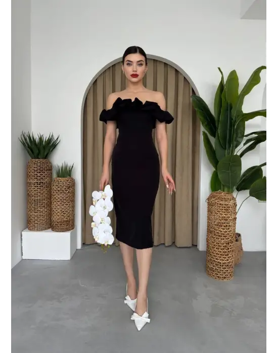 Popi Madonna Yaka Kalem Elbise