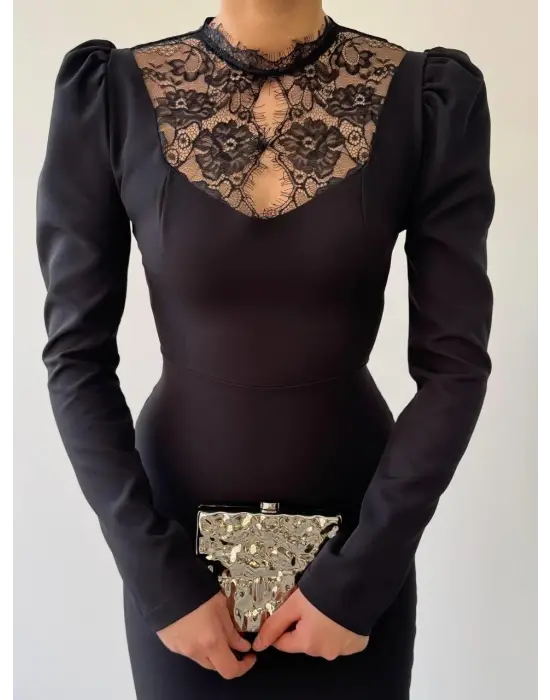 Port Dantel Detay Elbise