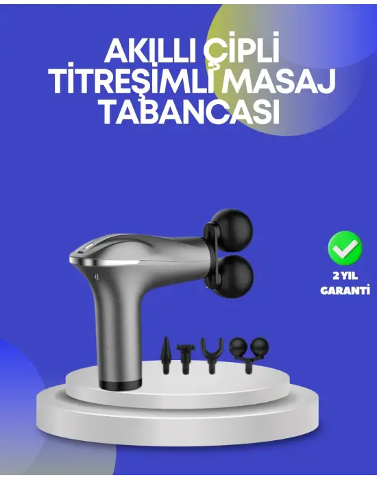 Portatif Şarjlı Masaj Tabancası 4 Başlık Derin Doku Masaj Aleti