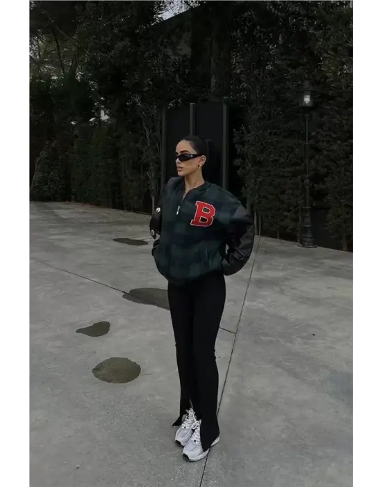 Pötikare Desen Nakışlı Kolej Ceket - Haki