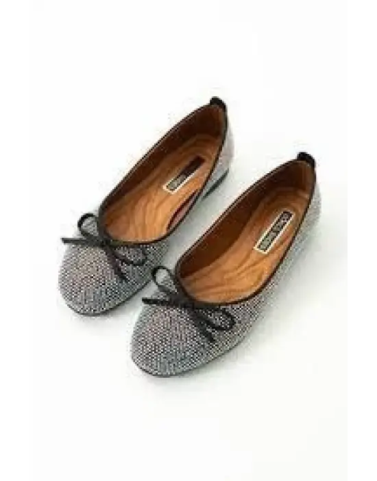 Potte Siyah Saten Babet Ayakkabı