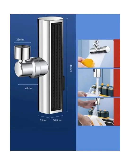 Omarı Modern 4 Modlu Krom Musluk Başlığı