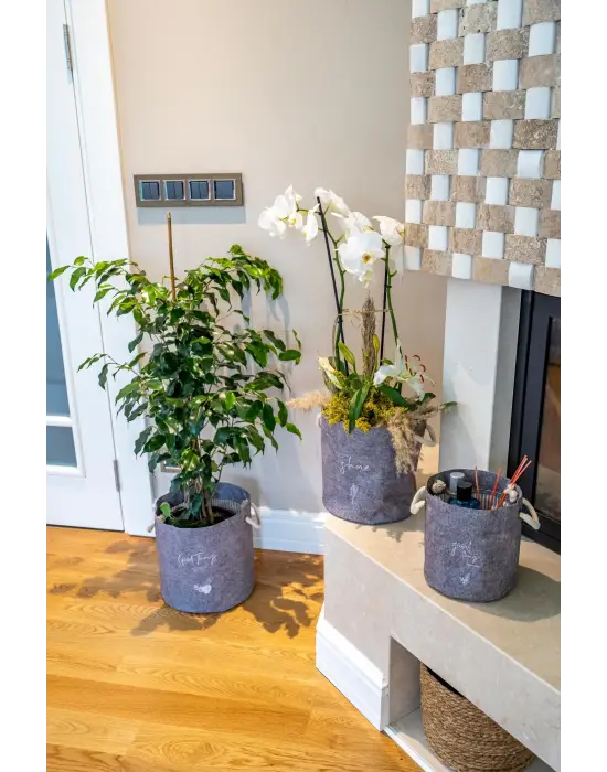 Omarı Kulplu Yuvarlak Düzenleyici Keçe Sepet (Mini) - Çok Amaçlı Taşınabilir Organizer