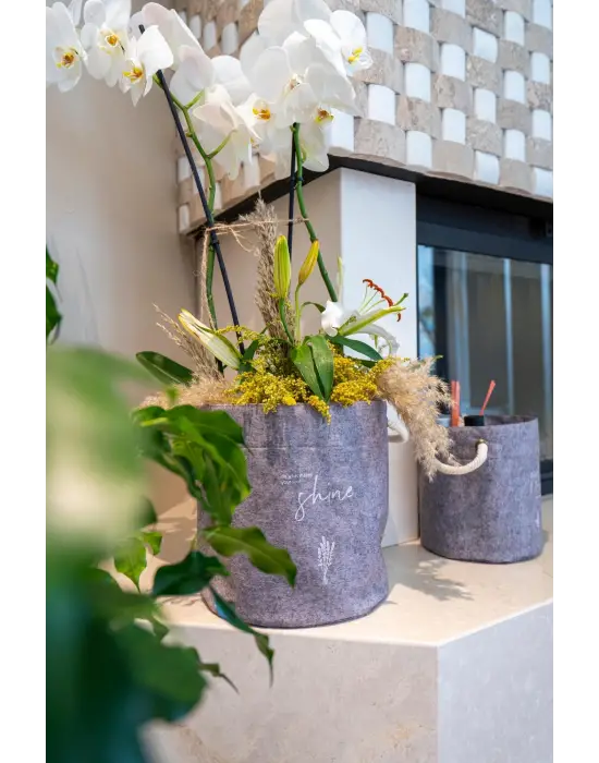 Omarı Kulplu Yuvarlak Düzenleyici Keçe Sepet (Mini) - Çok Amaçlı Taşınabilir Organizer