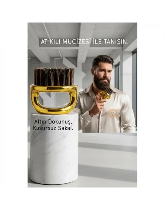 Premium Gold Serisi At Kılı Sakal Tarama Fırçası - Profesyonel Bakım ve Şekillendirici