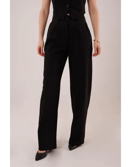 Premium Model Oturtmalı Siyah Pantolon