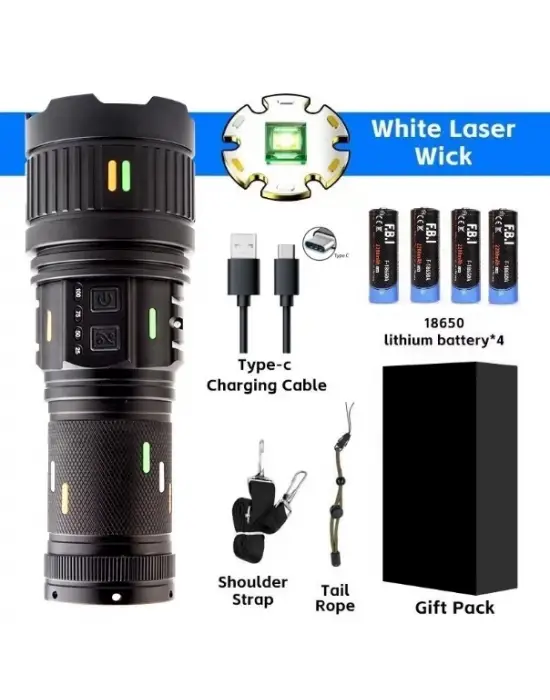 Pro F-3001 Alüminyum Tg Led Güç Göstergeli Type-c Şarjlı El Feneri 100 W