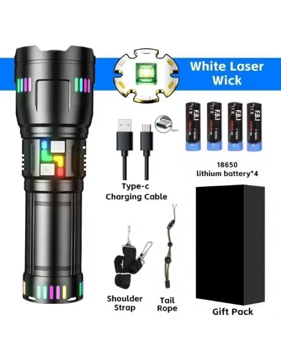 Pro F-3002 Alüminyum Tg Led Gece Şeritli Type-c Şarjlı El Feneri