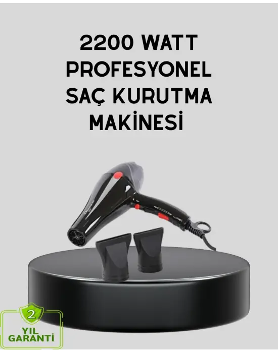 Profesyonel 2200w Fön Makinesi – Ac Motorlu, Hızlı Kurutma, Hafif Tasarım