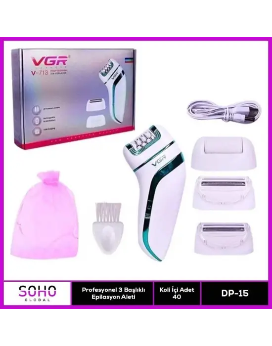 Profesyonel 3 Başlıklı Epilasyon Aleti