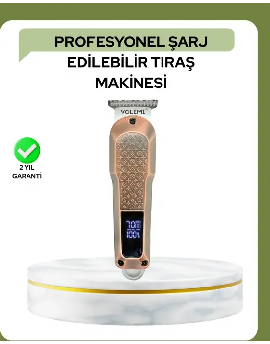 Profesyonel 7000rpm Saç Kesim Makinesi – Type-c Şarjlı, Lcd Ekranlı, 4 Kademeli Ayar