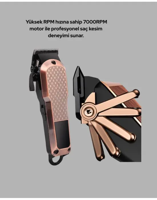 Profesyonel 7000rpm Saç Kesim Makinesi – Type-c Şarjlı, Lcd Ekranlı, 4 Kademeli Ayar