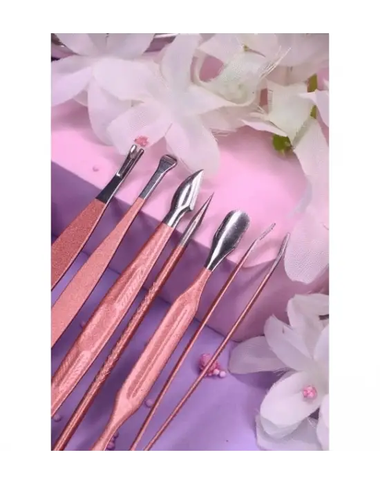 Profesyonel Çantalı Tırnak Bakım Manikür Seti Pembe Renk 12 Parça