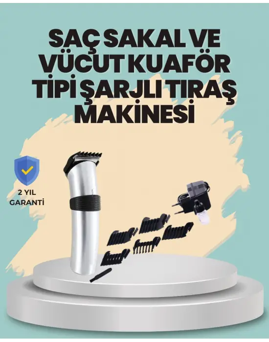 Profesyonel Erkek Tıraş Makinesi – Kablosuz, Paslanmaz Bıçaklı Ve Tam Aksesuar