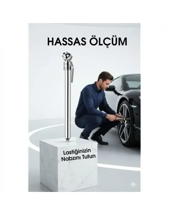 Profesyonel Kalem Tipi Lastik Basınç Ölçer Çift Skala PSI/bar Hassas Okuma