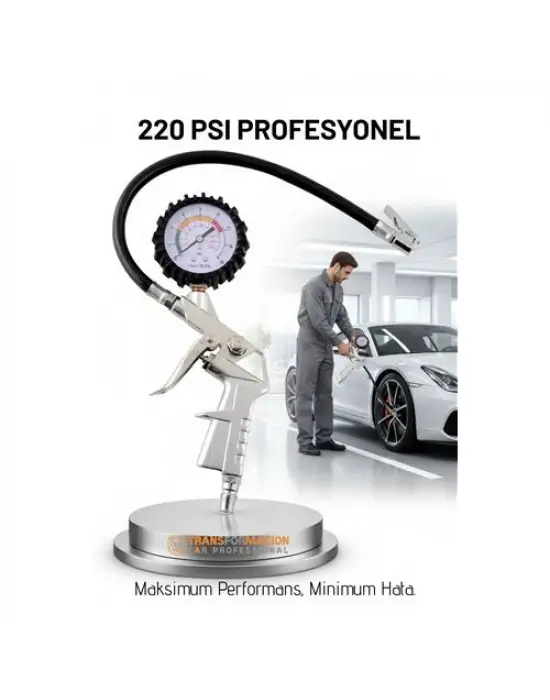Profesyonel Lastik Şişirme Tabancası ve Hava Saati 220 PSI 16 Bar Çelik Alaşım Güçlü Gövde