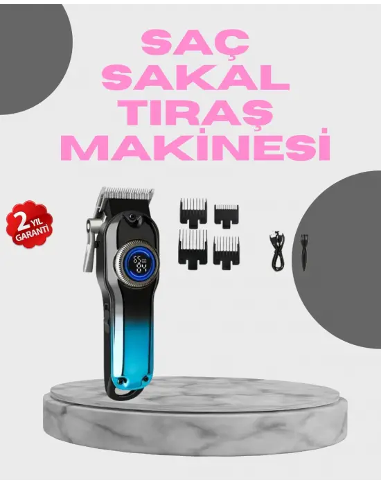 Profesyonel Saç Kesme Makinesi – 2000 Mah Şarjlı, Lcd Ekranlı
