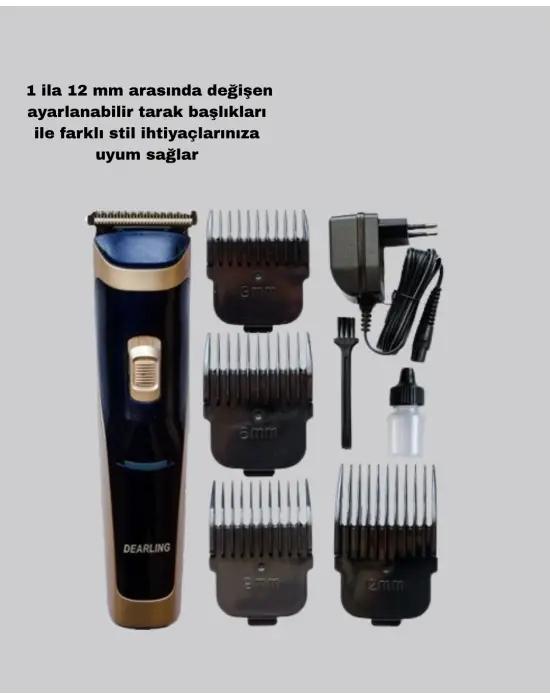 Profesyonel Şarjlı Saç Ve Sakal Kesme Makinesi – Unisex, 12 Mm Ayarlanabilir Başlık