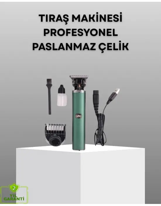 Profesyonel Şarjlı Tıraş Makinesi – 180 Dakika Kullanım, 2.5 Saat Hızlı Şarj, Evrensel Usb Şarj Girişli
