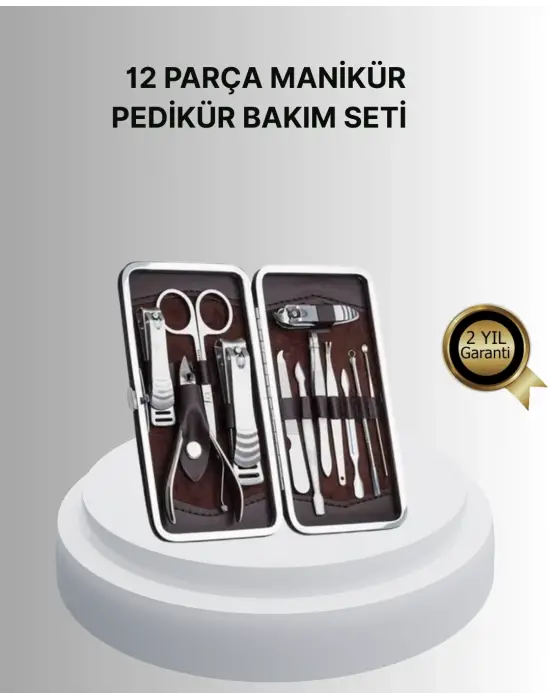 Profesyonel Tırnak Bakım Seti Çelik Aletli Şık Deri Çantalı