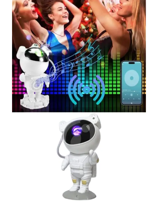 Projeksiyon Astronot Lamba Speaker Sevimli Astronot Bluetooth Hoparlör