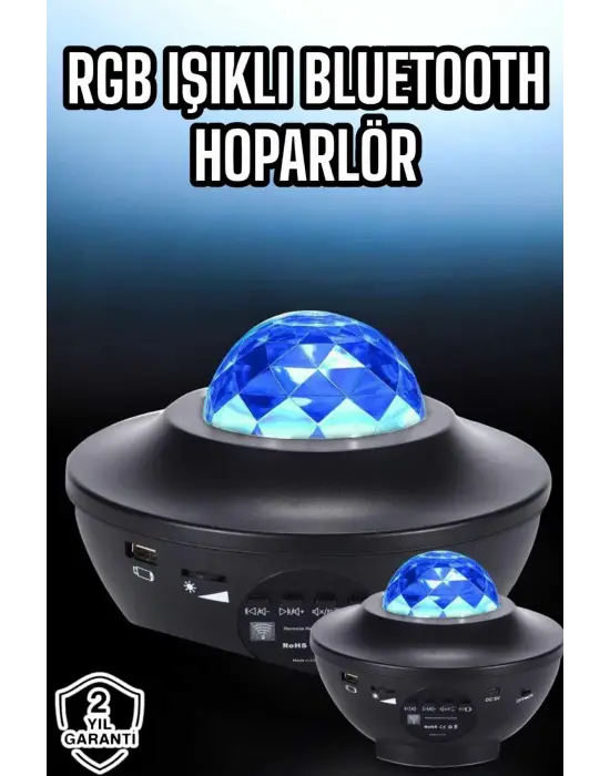 Projektör Yıldız Gece Lambası Disko Topu Bluetooth Bağlantılı Taşınabilir Şarjlı