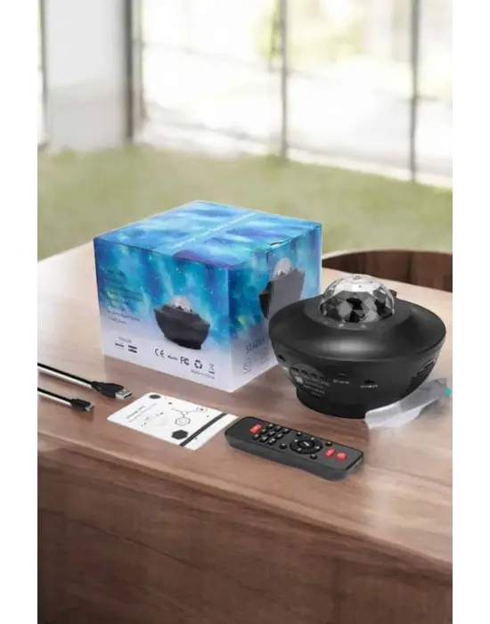 Projektör Yıldız Gece Lambası Disko Topu Bluetooth Bağlantılı Taşınabilir Şarjlı