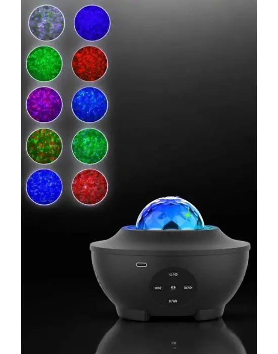 Projektör Yıldız Gece Lambası Disko Topu Bluetooth Bağlantılı Taşınabilir Şarjlı