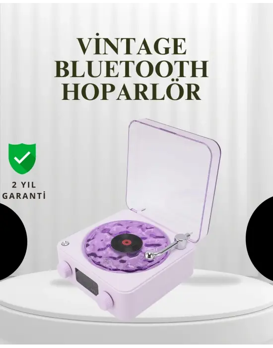 Projektörlü Gece Lambalı Retro Hoparlör – Taşınabilir Bluetooth Speaker