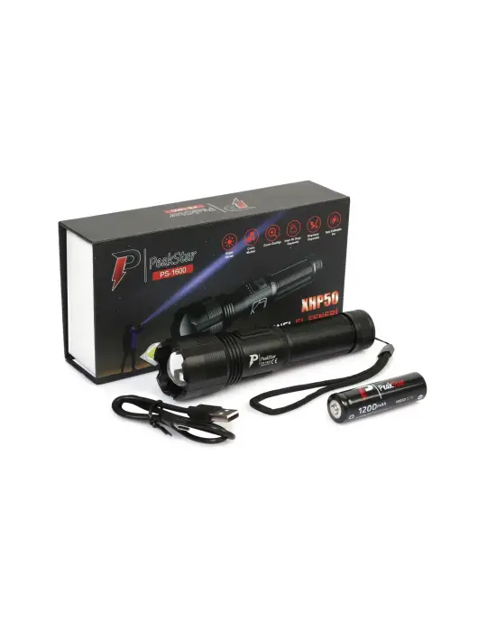 Ps-1600 Süper Parlak Led Zoomlu 5 Mod Su Geçirmez Profesyonel Kamp Bekçi Avcı Feneri