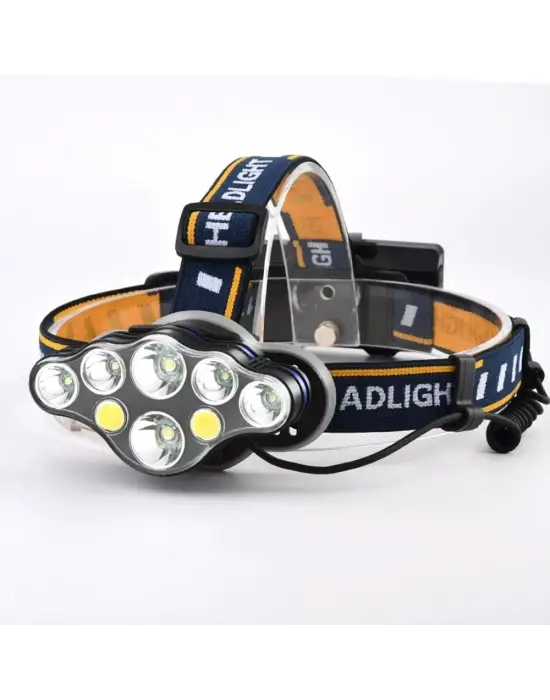Ps-888 Güçlü Usb Şarj Edilebilir Profesyonel 8 Modlu 6000 Lümen 8 Led Su Geçirmez Kafa Lambası
