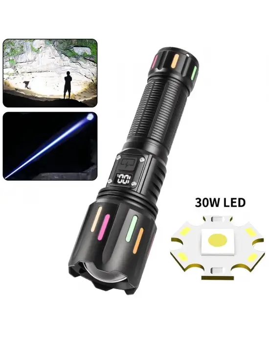 Ps-9954 30w Zoomlu Led Powerbank Özellikli Şarjlı Profesyonel El Feneri