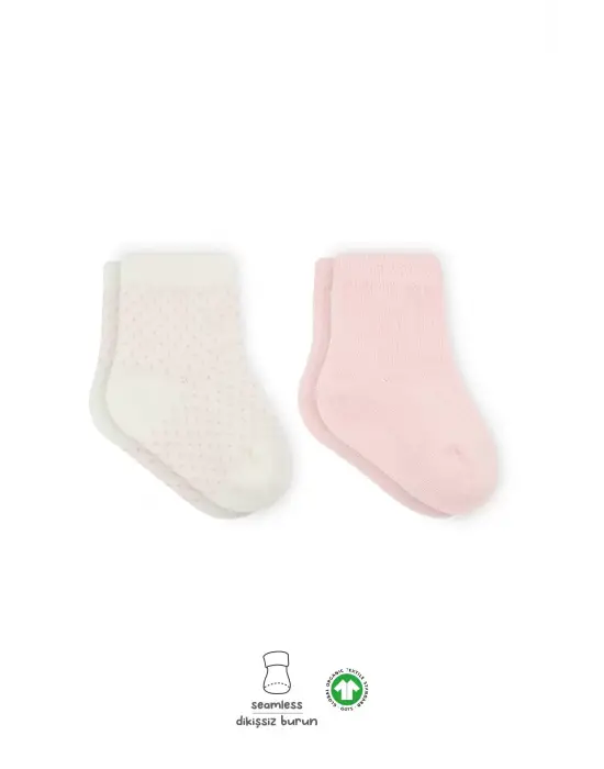 Omarı Pembe Ekru Penye Soket Çorap Seti - Yumuşak ve Şık Soketler