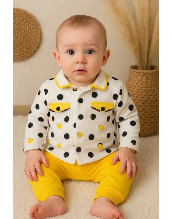 Puanlı Hırkalı % 100 Pamuk 3lü Kız Takım