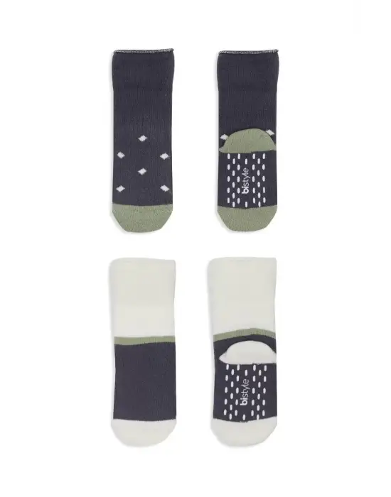 Omarı Puanlı Kaymaz Havlu Soket Çorap Seti - Gri