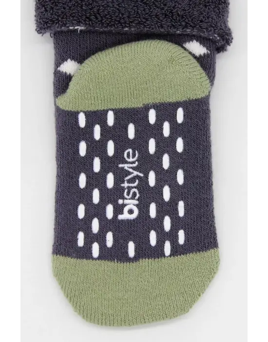 Omarı Puanlı Kaymaz Havlu Soket Çorap Seti - Gri