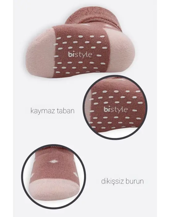 Omarı Kaymaz Havlu Soket Çorap Seti Pudra Pembe