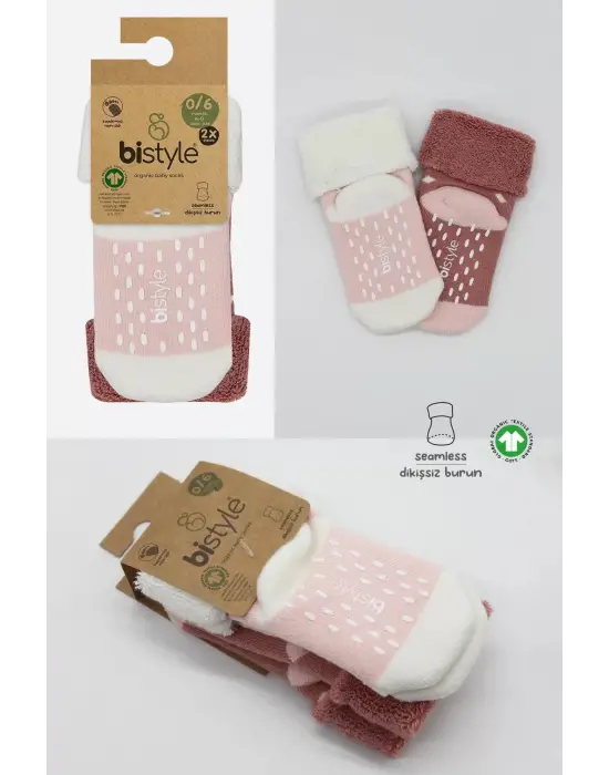 Omarı Kaymaz Havlu Soket Çorap Seti Pudra Pembe