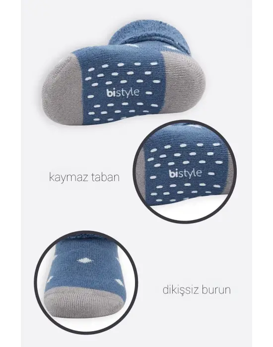 Omarı Kaymaz Tabanlı Puan Desenli Soket Çorap Seti