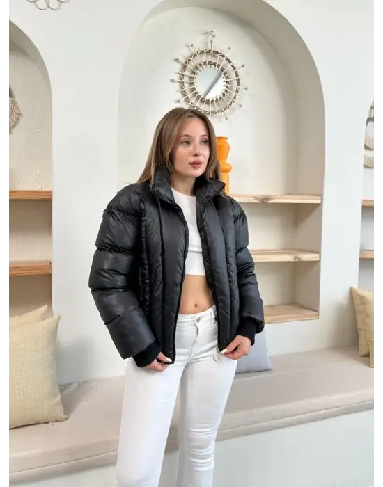 Puffer kısa mont siyah st25534