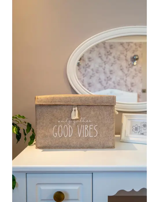 Omarı Püskül Detaylı Çok Amaçlı Organizer Keçe Sepet - Pratik Düzenleme Sihirli Sepeti