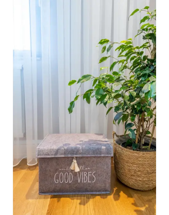 Omarı Püskül Detaylı Çok Amaçlı Organizer Keçe Sepet - Pratik Düzenleme Sihirli Sepeti